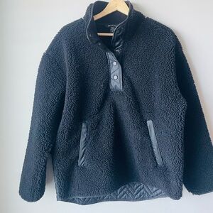 Athleta Sherpa Pullover Sweatshirt Black